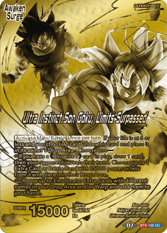 Son Goku // Ultra Instinct Son Goku, Limits Surpassed (Championship 2023 Golden Card Vol.2, Version 1) (BT9-100) [Tournament Promotion Cards]