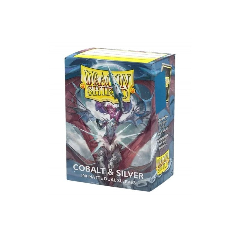 Dragon Shield - Standard Matte Dual Sleeves - Cobalt & Silver (100)