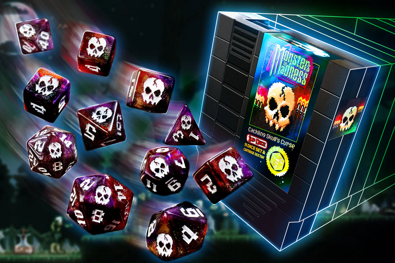 1UP-Dice - Cackling Blood Skull - Polyhedral Dice Set